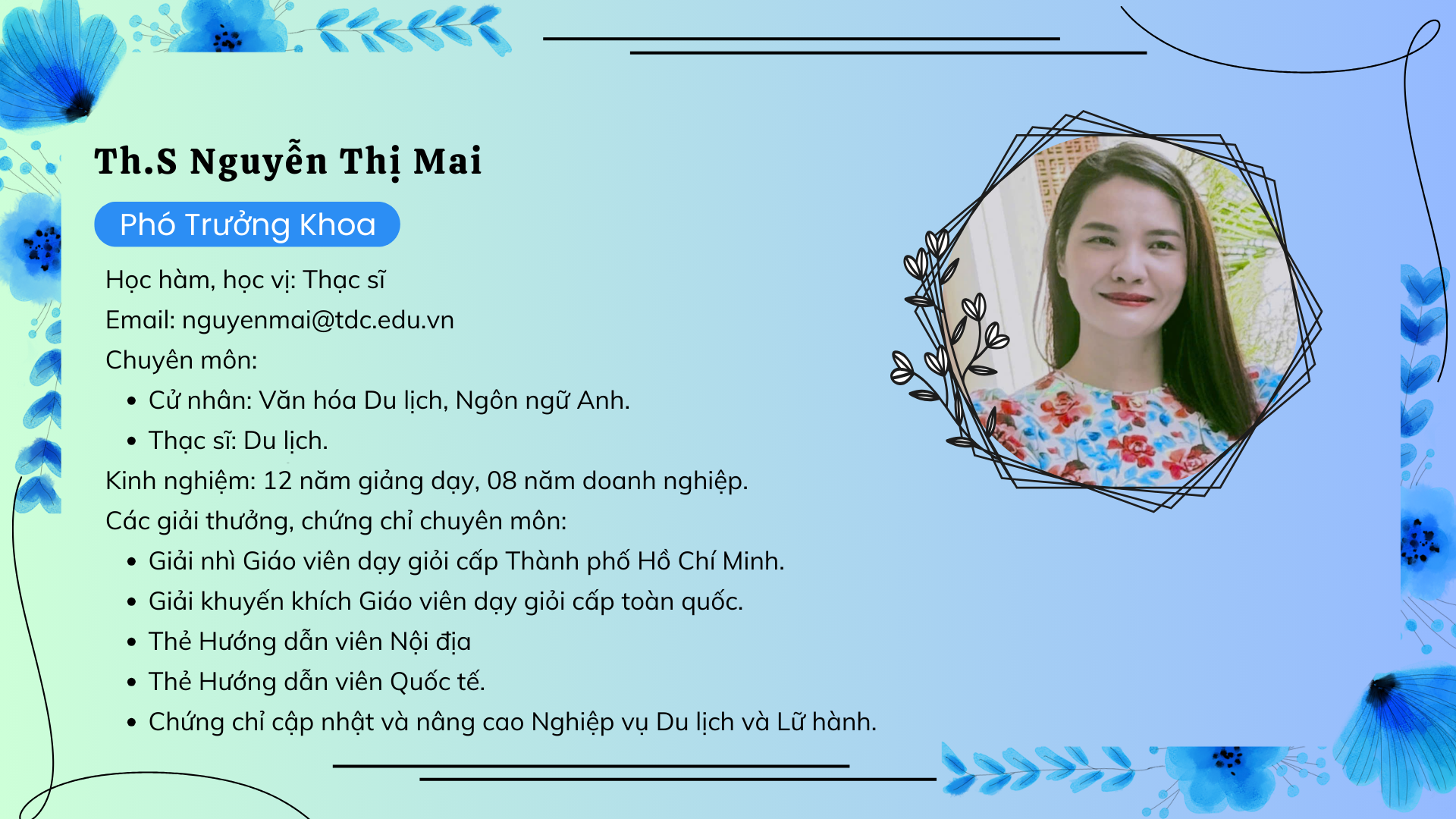 Lịch tiếp sinh viên của CVHT - Nguyễn Thị Mai 